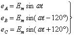 發(fā)電機(jī)對(duì)稱三相感應(yīng)電勢(shì)